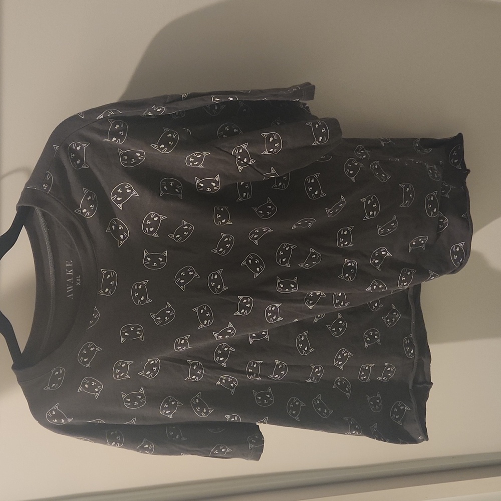 Awake Charcoal Cat Print Women's Tee